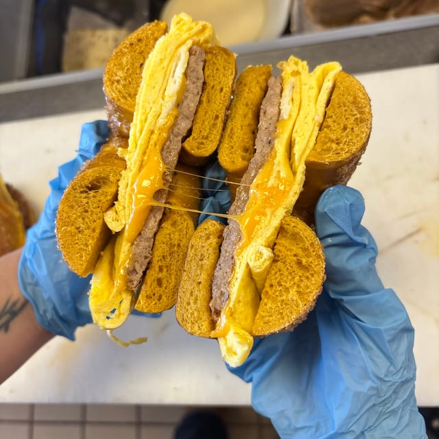#2 Sausage Egg and cheese Breakfast Sandwich.
