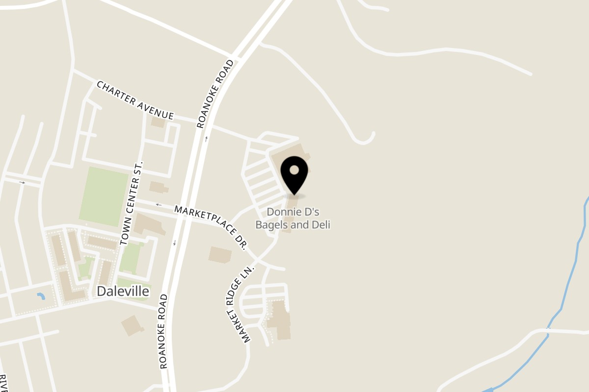 Map showing the location of Donnie D's Bagels and Deli Daleville on 70 Market Center Way in Daleville